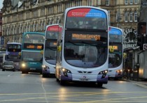 Buses outside Leeds City Markets